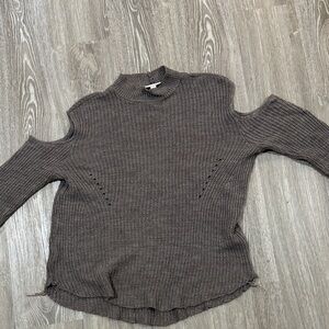 Women's Cold Shoulder Sweater - Brown
